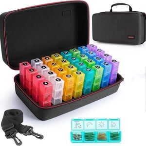 Monthly Pill Organizer 4 Times a Day 30 Day Pill Box Organizer Hardshell Case